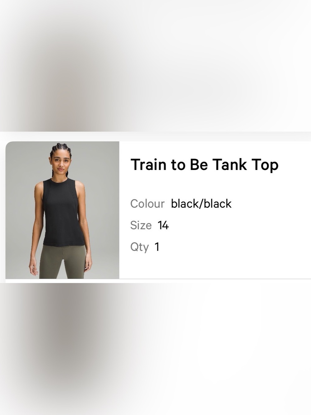 Lululemon Train to Be Tank Top, Black, Size 14